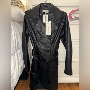 Women's Black Leather Coat